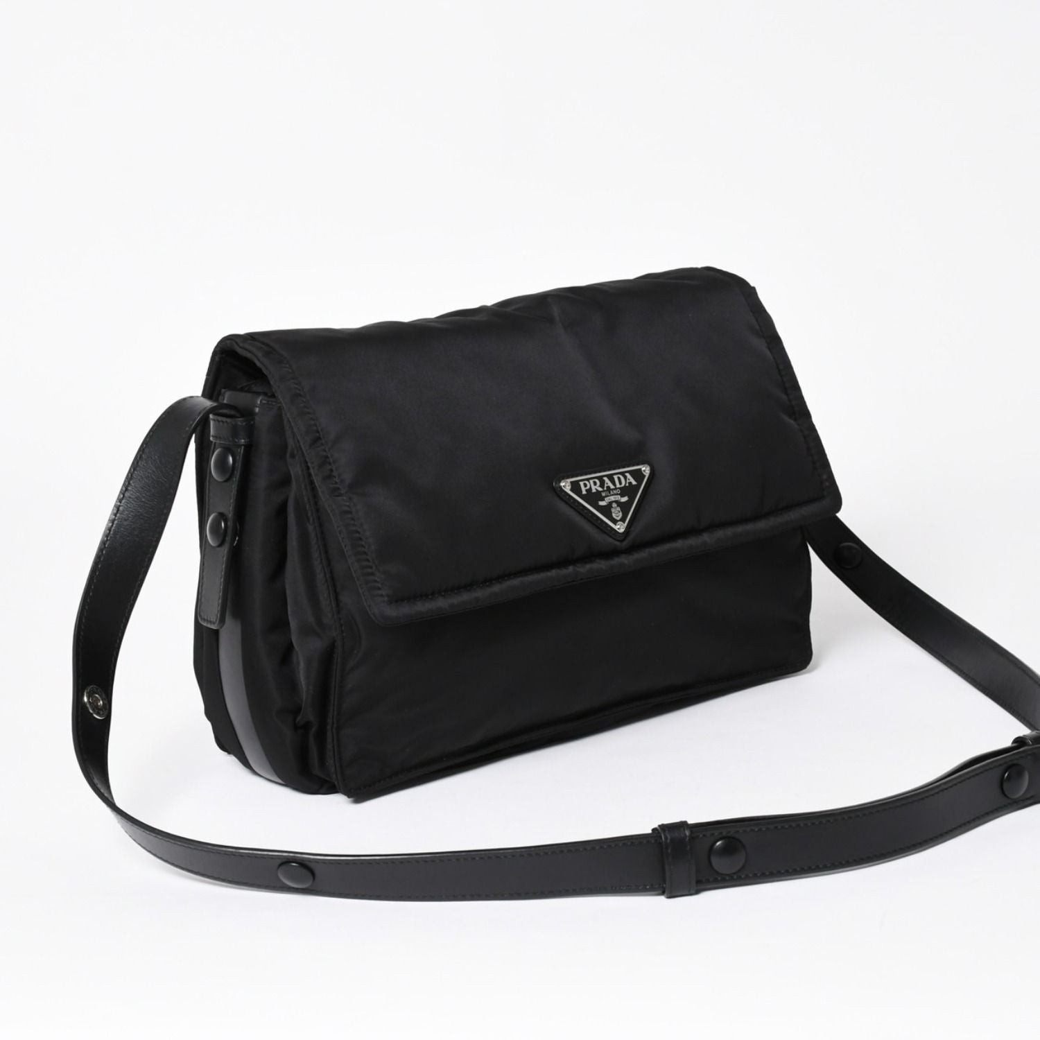 Prada Pocono Shoulder Bag Triangle Logo Nylon Black Silver — view 3