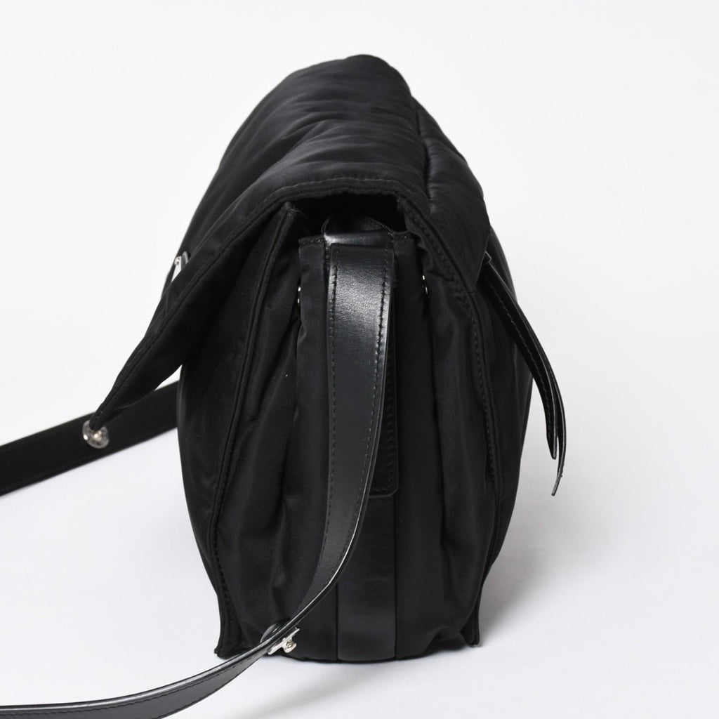 Prada Pocono Shoulder Bag Triangle Logo Nylon Black Silver — view 4