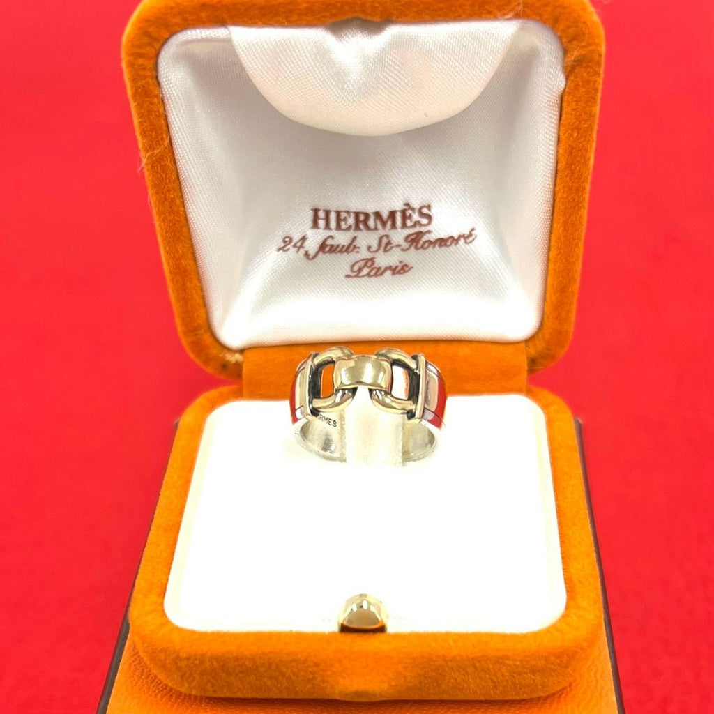 Hermes Box with Case Montevideo Ring 925 Sterling Silver Gold 18K