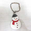Hermes Snowman Charm Bag Key Holder Leather Chain White Silver