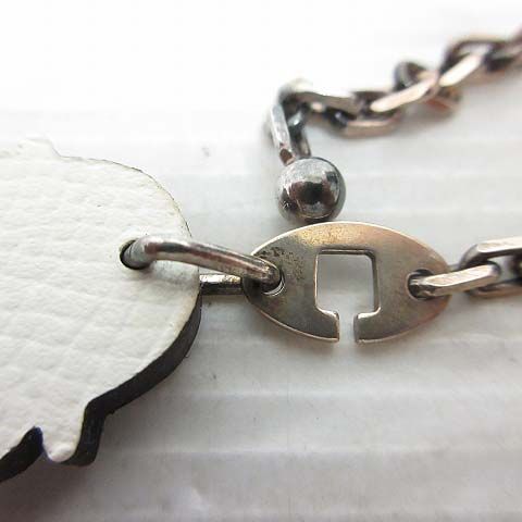 Hermes Snowman Charm Bag Key Holder Leather Chain White Silver — view 6