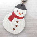 Hermes Snowman Charm Bag Key Holder Leather Chain White Silver — view 2