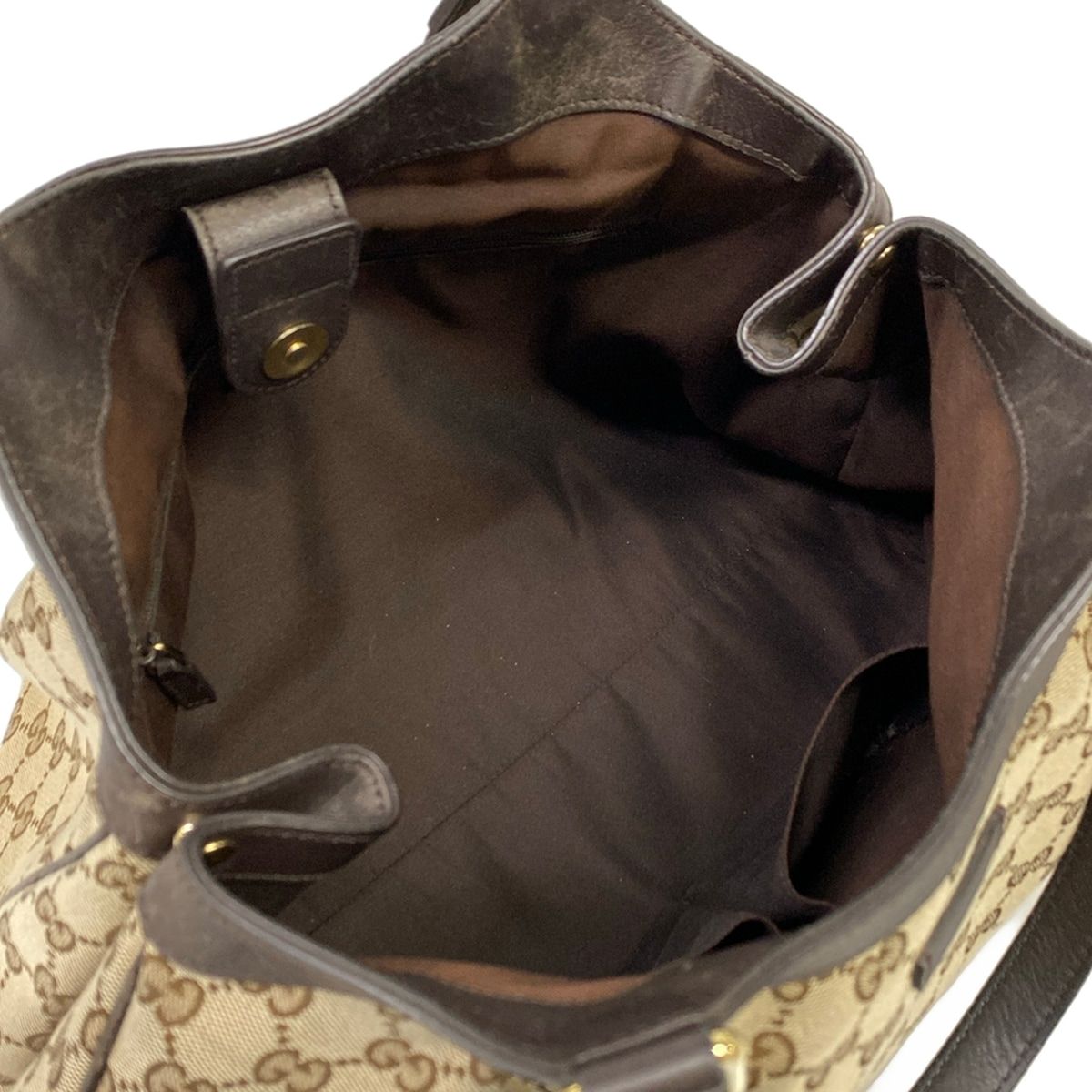 Gucci Tote Bag Beige Dark Brown Leather — view 7