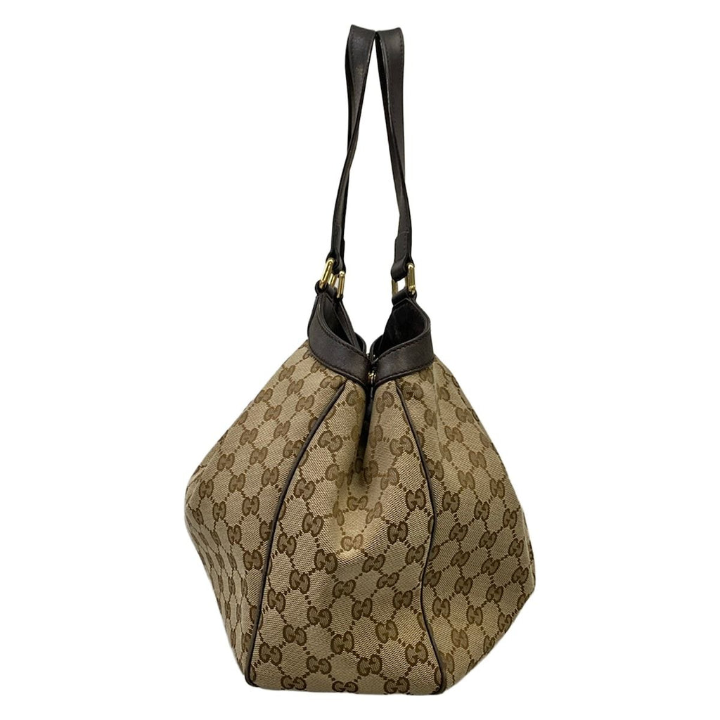Gucci Tote Bag Beige Dark Brown Leather — view 4