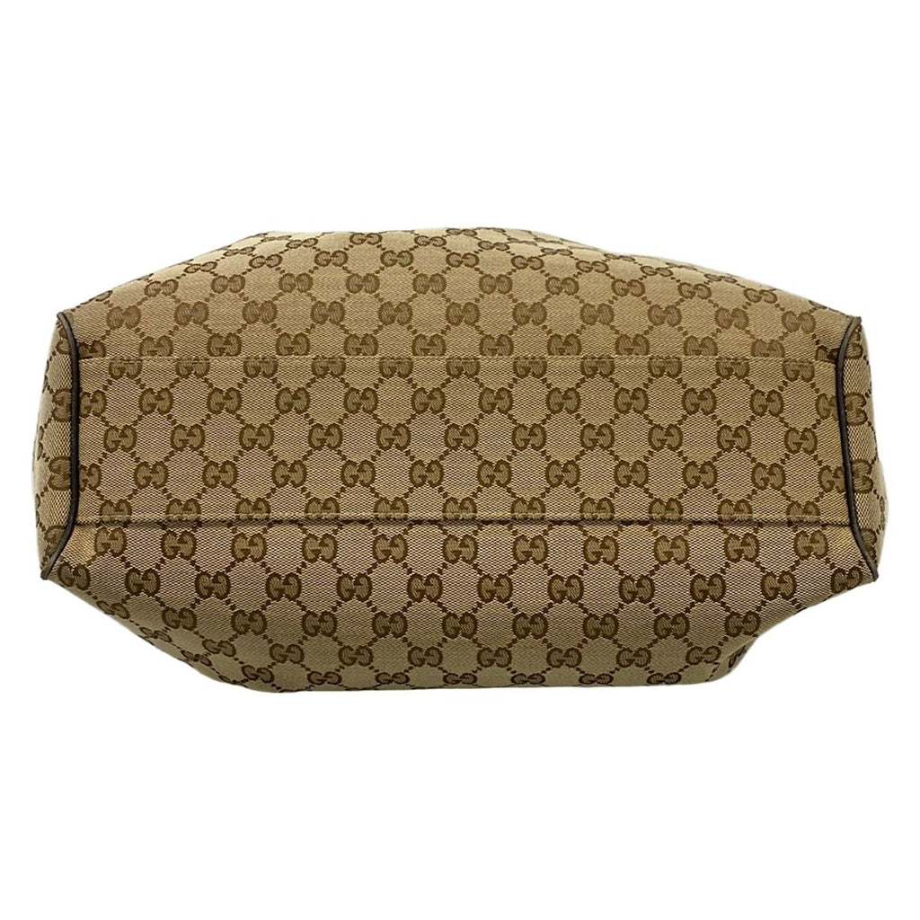 Gucci Tote Bag Beige Dark Brown Leather — view 5