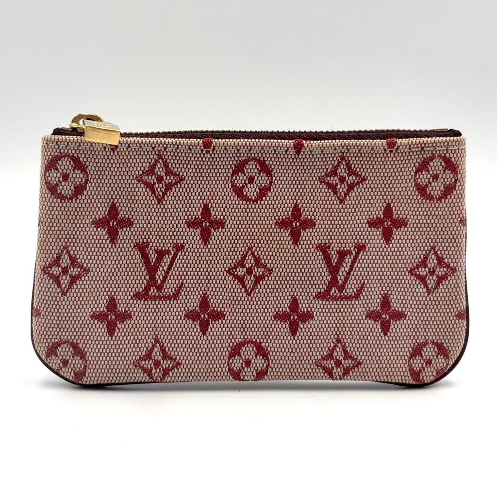 Louis Vuitton Coin Purse Leather with Pochette Cles Key Ring Canvas Pink Wallet