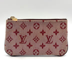 Louis Vuitton Coin Purse Leather with Pochette Cles Key Ring Canvas Pink Wallet