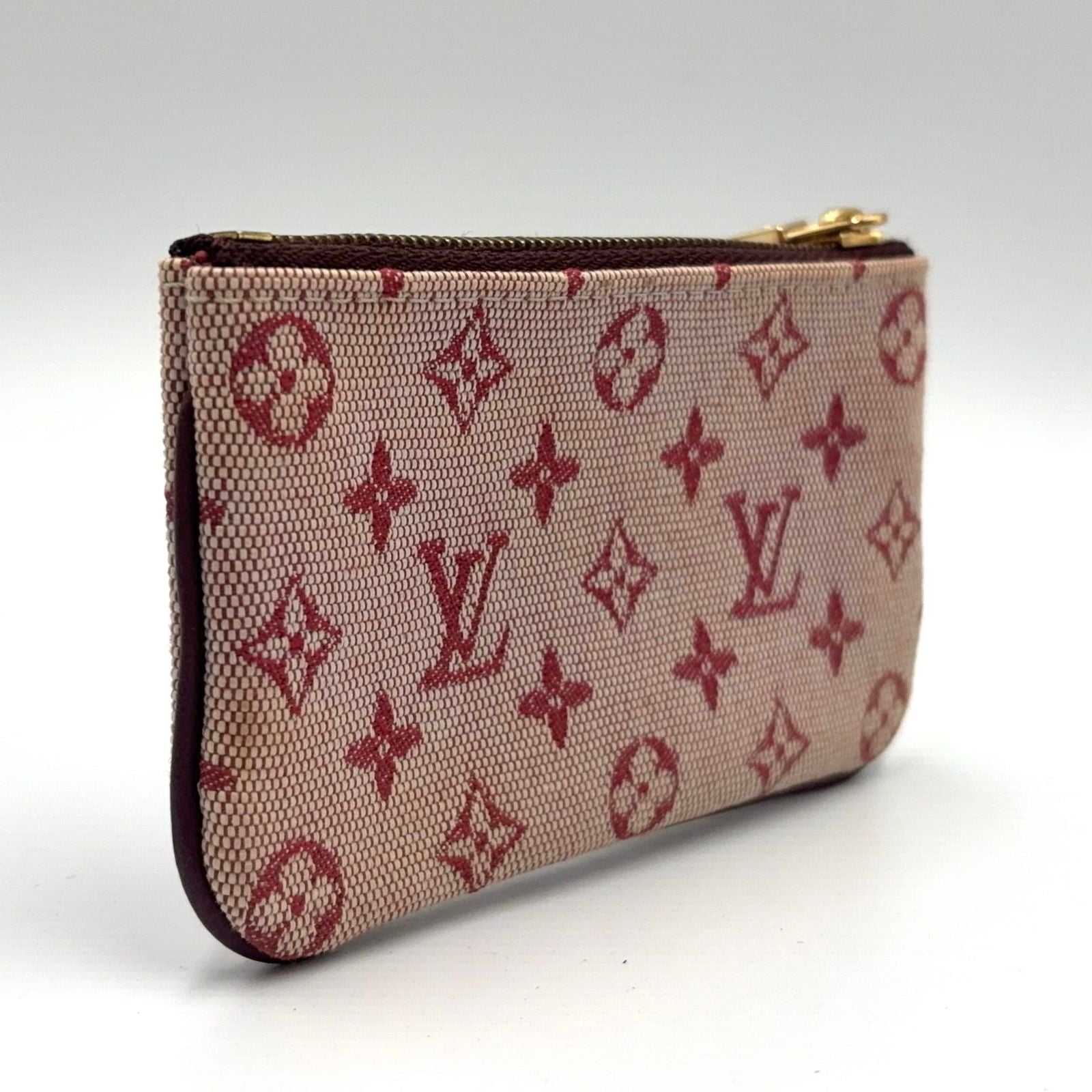 Louis Vuitton Coin Purse Leather with Pochette Cles Key Ring Canvas Pink Wallet — view 2