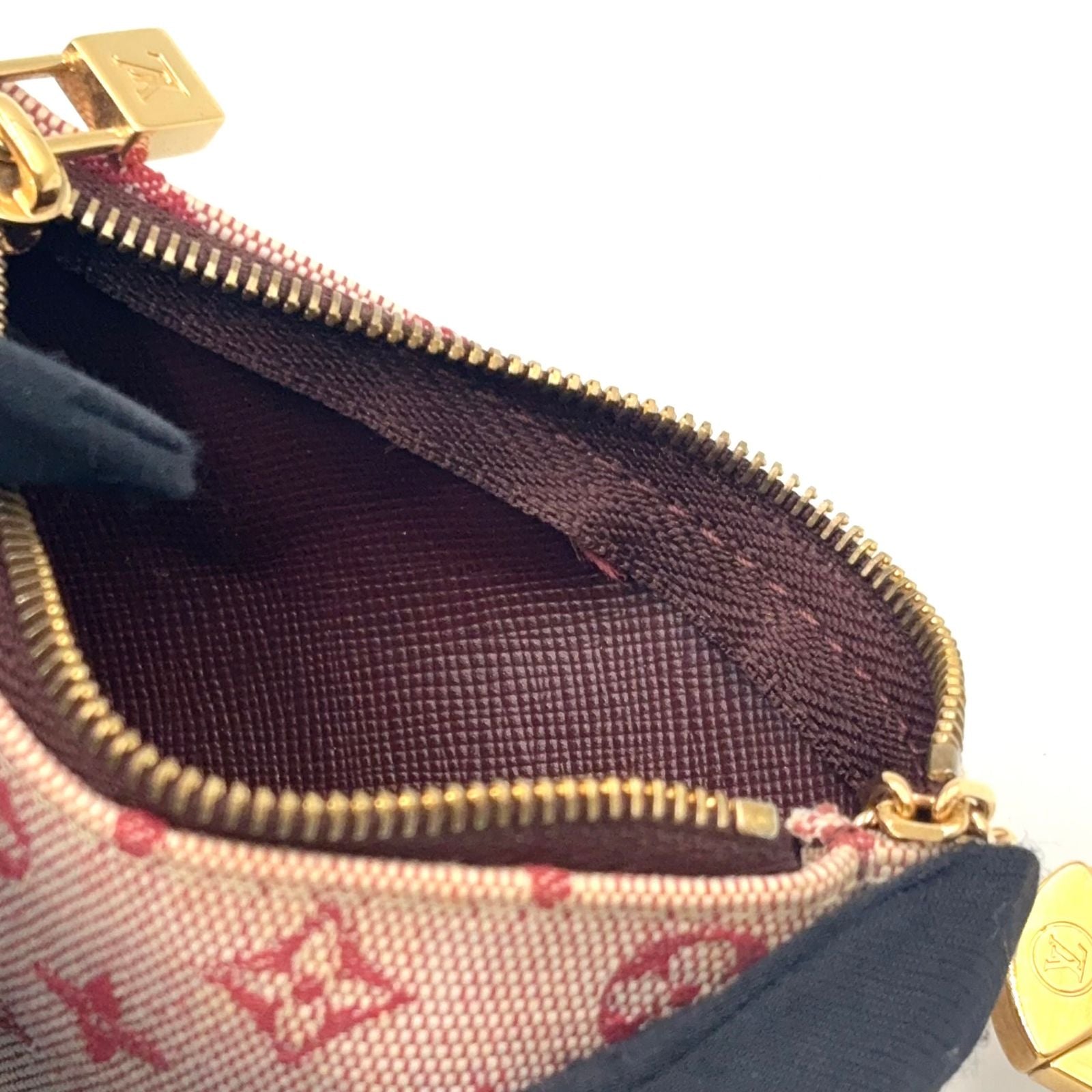 Louis Vuitton Coin Purse Leather with Pochette Cles Key Ring Canvas Pink Wallet — view 5
