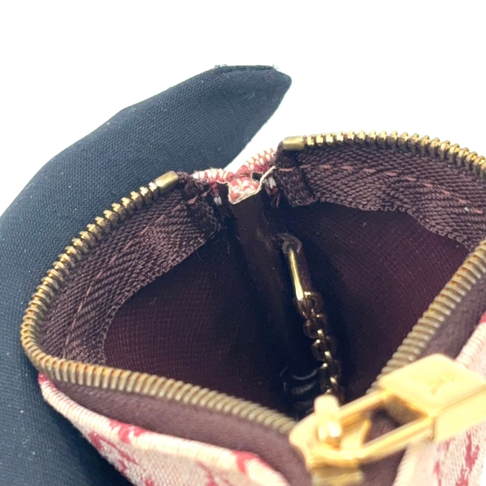Louis Vuitton Coin Purse Leather with Pochette Cles Key Ring Canvas Pink Wallet — view 6