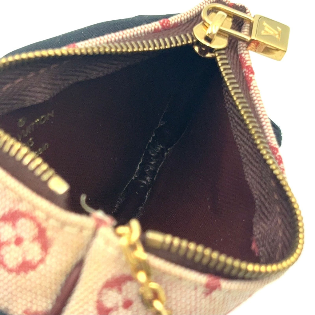 Louis Vuitton Coin Purse Leather with Pochette Cles Key Ring Canvas Pink Wallet — view 7