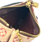 Louis Vuitton Coin Purse Leather with Pochette Cles Key Ring Canvas Pink Wallet — view 7