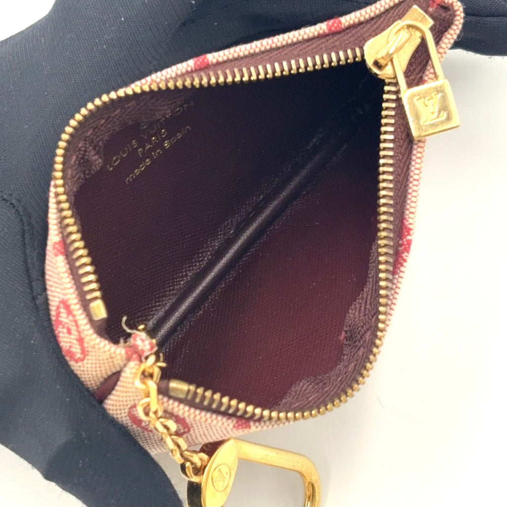 Louis Vuitton Coin Purse Leather with Pochette Cles Key Ring Canvas Pink Wallet — view 3