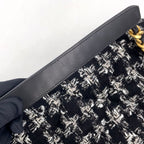 Chanel CC Logo Handle Leather Tweed Black Shoulder Bag Gold — view 6