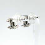 Chanel Alphabet CC Logo Silver Earrings — view 2