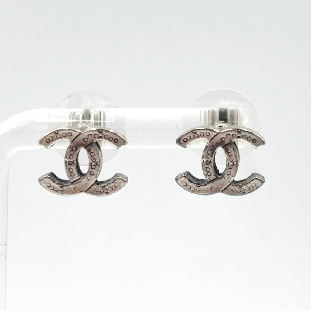 Chanel Alphabet CC Logo Silver Earrings