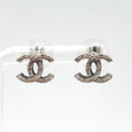 Chanel Alphabet CC Logo Silver Earrings