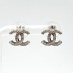 Chanel Alphabet CC Logo Silver Earrings