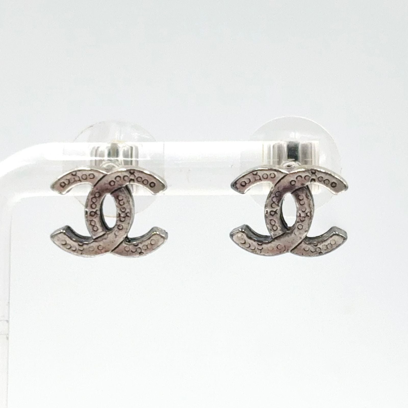 Chanel Alphabet CC Logo Silver Earrings