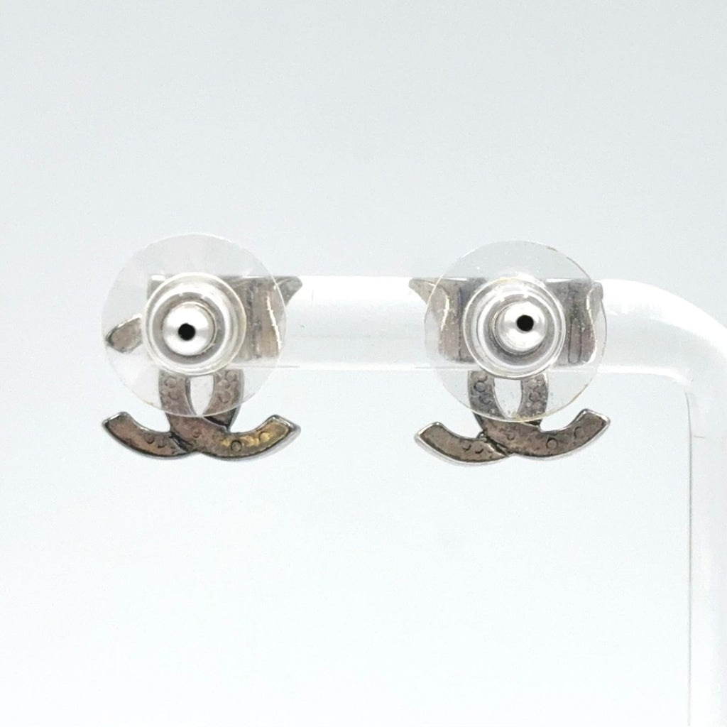Chanel Alphabet CC Logo Silver Earrings — view 3