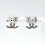 Chanel Alphabet CC Logo Silver Earrings — view 3