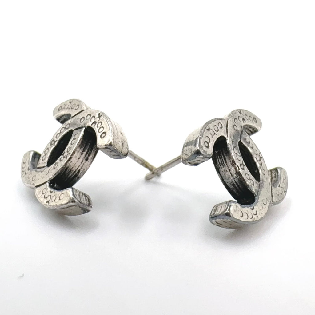 Chanel Alphabet CC Logo Silver Earrings — view 5