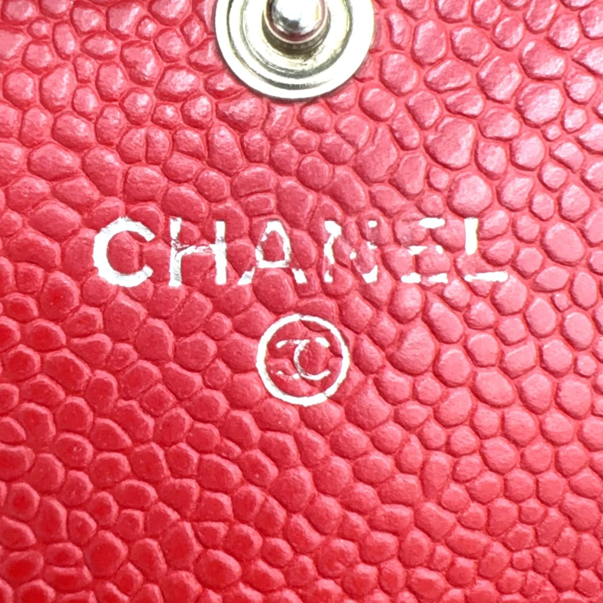 Chanel Quilted Caviar Leather Red Wallet Silver — view 4