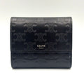 Celine Trifold Leather Black Wallet Silver
