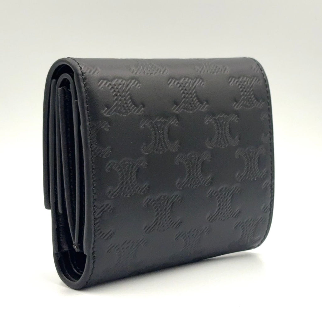 Celine Trifold Leather Black Wallet Silver — view 2