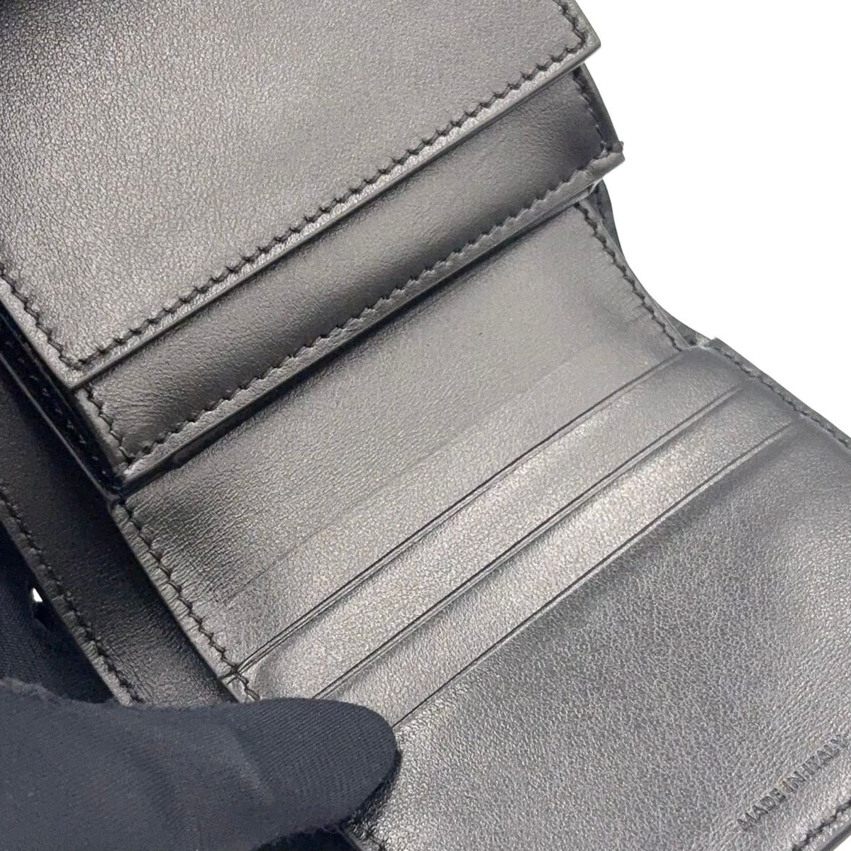 Celine Trifold Leather Black Wallet Silver — view 8