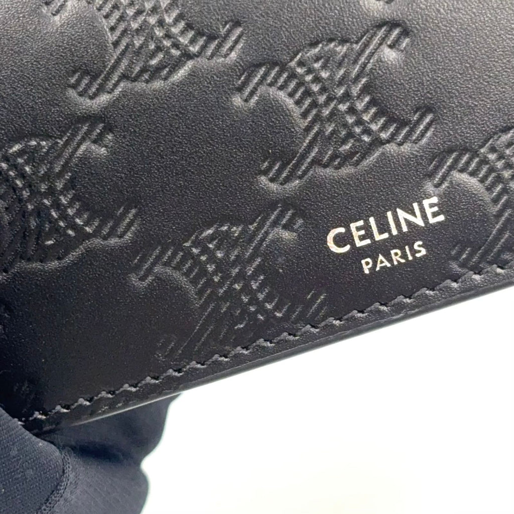 Celine Trifold Leather Black Wallet Silver — view 5