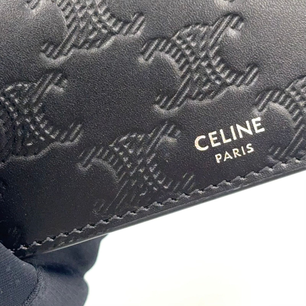 Celine Trifold Leather Black Wallet Silver — view 5