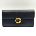 Gucci Interlocking G Leather Black Wallet Gold