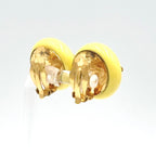 Chanel Color Plastic Studs Circle Faux Pearl Yellow Gold White Earrings — view 2