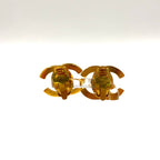 Chanel CC Logo Metal Gold Earrings — view 3