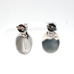 Chanel Oval Plate Log Drop Silver Earrings — view 3