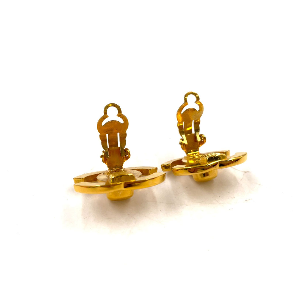 Chanel CC Logo Metal Gold Earrings — view 6
