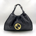 Gucci Blondie 2-Way Shoulder Bag Leather Black Handle Gold