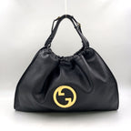 Gucci Blondie 2-Way Shoulder Bag Leather Black Handle Gold