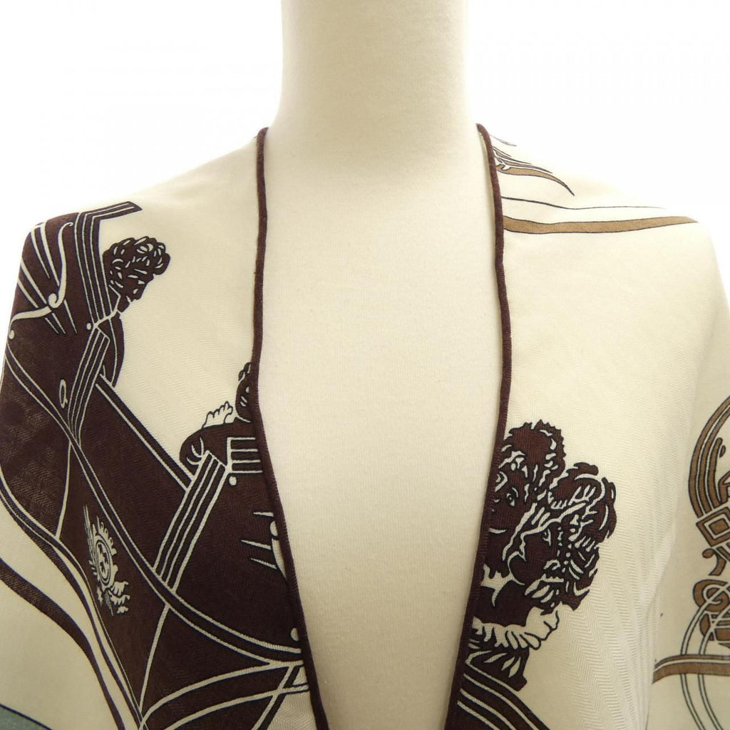 Hermes Ex Libris Triangle Jean Shawl Scarf — view 4