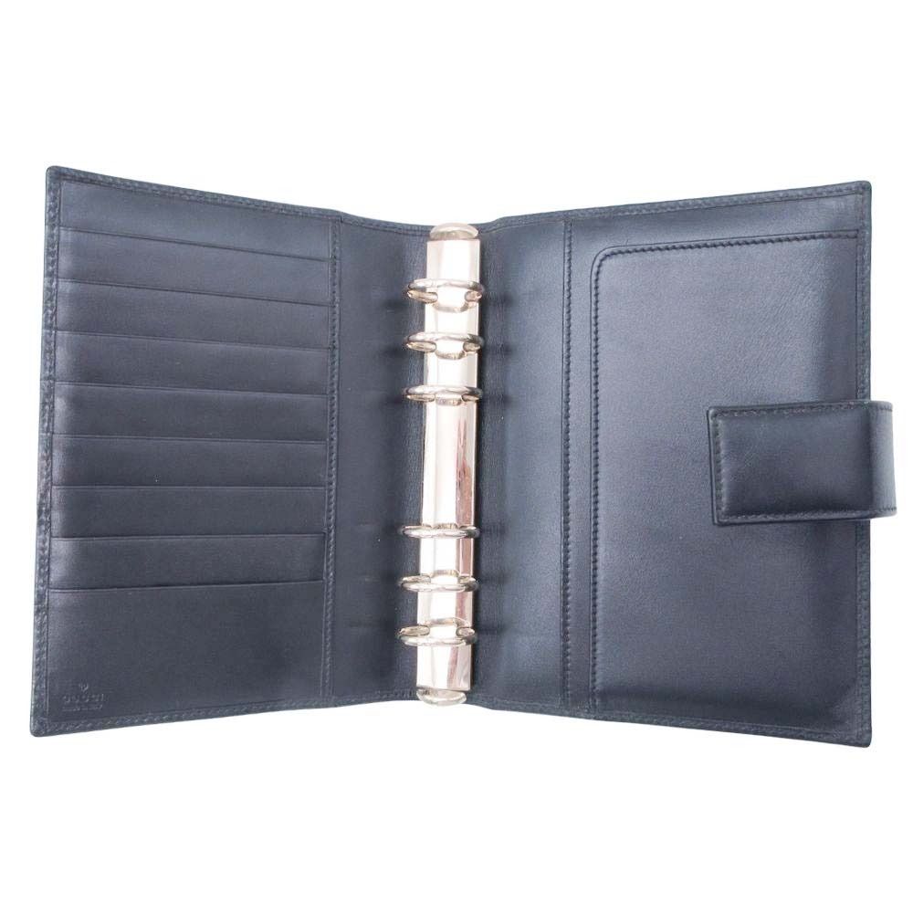 Gucci GG Guccissima Agenda Notebook Cover Holder Six Hole Ring Binder Note Black — view 5