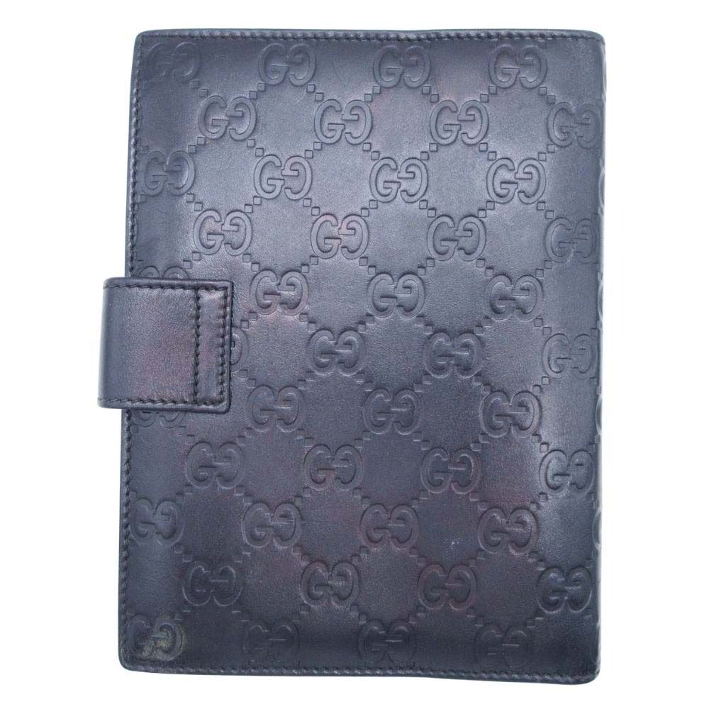 Gucci GG Guccissima Agenda Notebook Cover Holder Six Hole Ring Binder Note Black — view 2