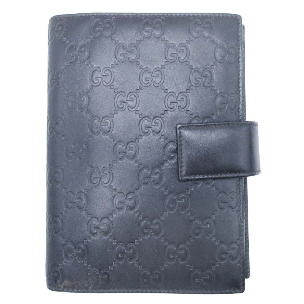 Gucci GG Guccissima Agenda Notebook Cover Holder Six Hole Ring Binder Note Black