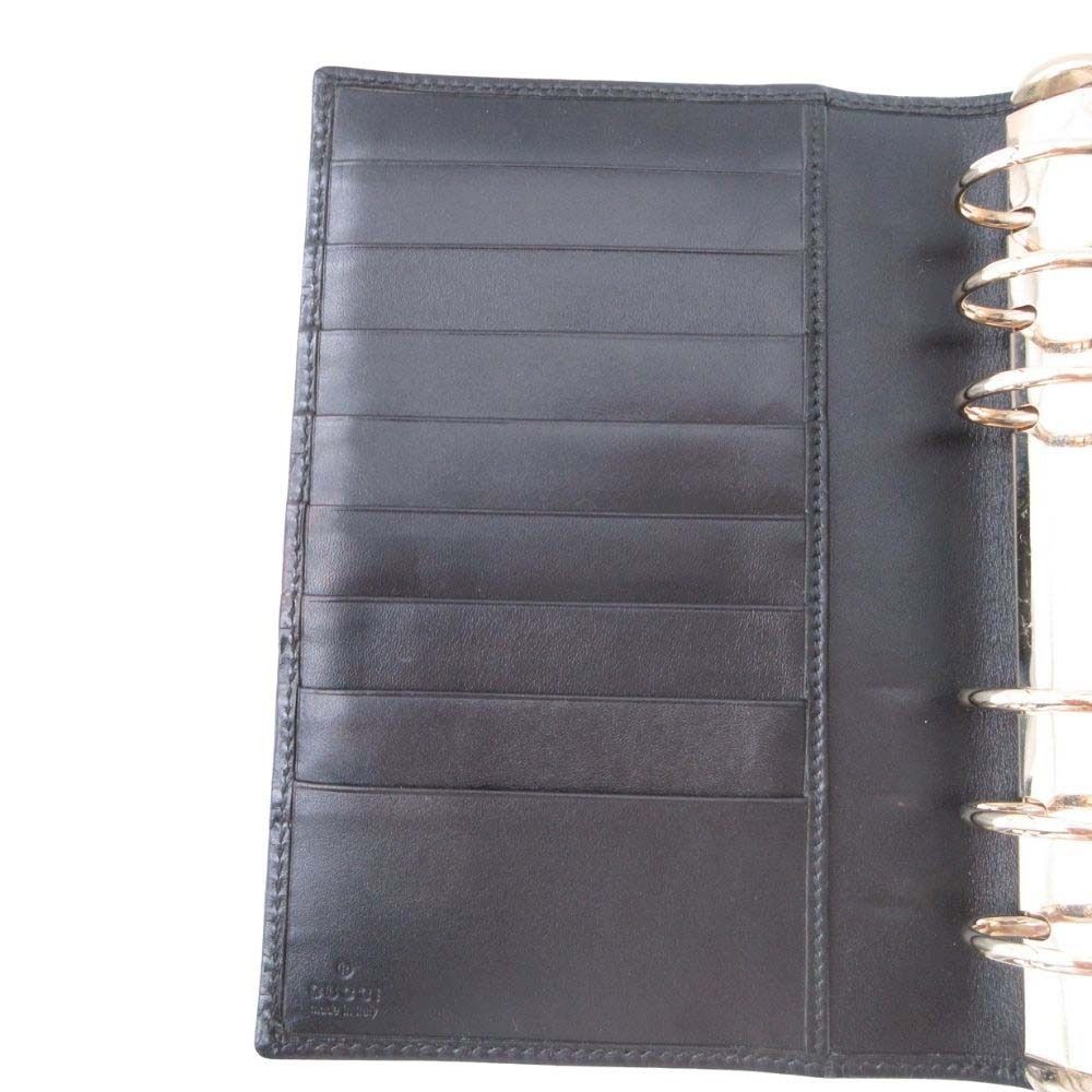 Gucci GG Guccissima Agenda Notebook Cover Holder Six Hole Ring Binder Note Black — view 7
