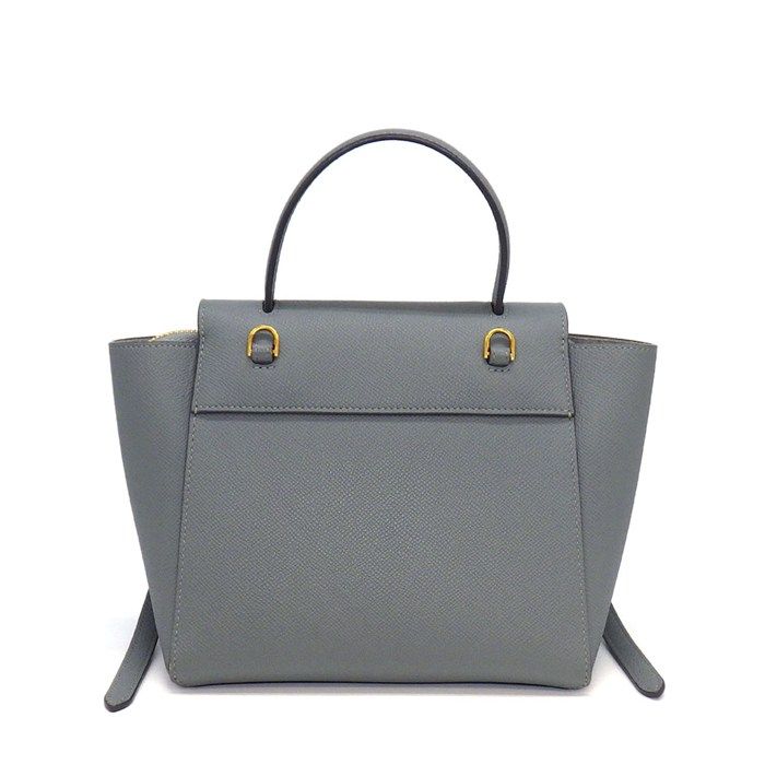 Celine Handle Shoulder Bag Nano Blue Gray Calfskin Gold — view 2