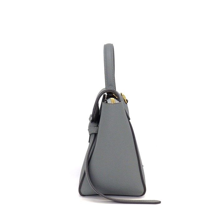 Celine Handle Shoulder Bag Nano Blue Gray Calfskin Gold — view 3