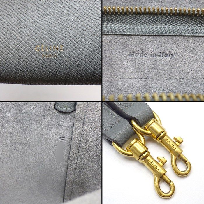 Celine Handle Shoulder Bag Nano Blue Gray Calfskin Gold — view 6
