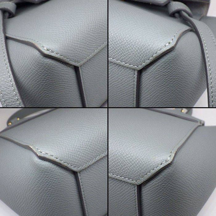 Celine Handle Shoulder Bag Nano Blue Gray Calfskin Gold — view 7