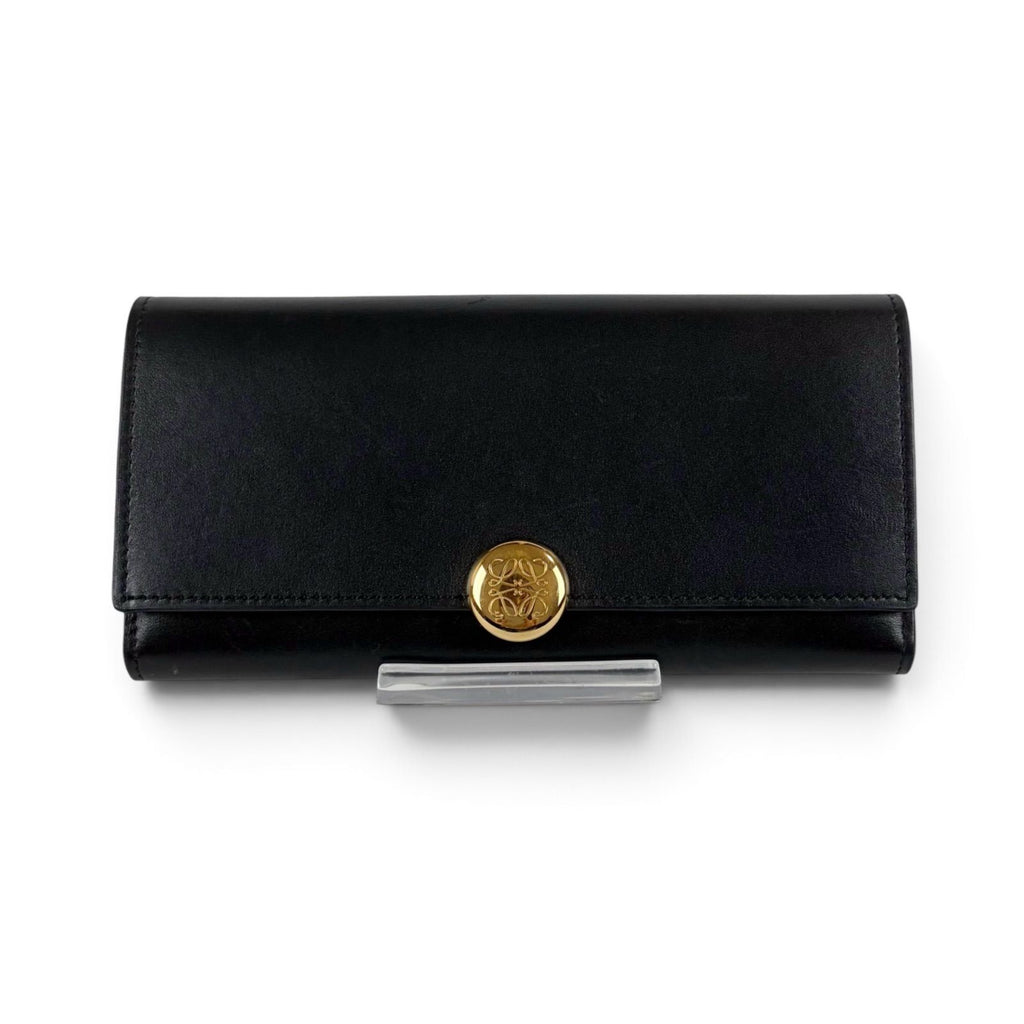 Loewe Pebble Continental Wallet Black Gold Leather — view 3