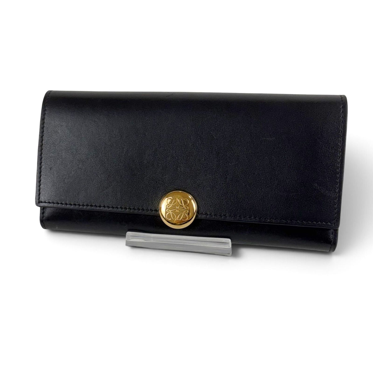 Loewe Pebble Continental Wallet Black Gold Leather — view 2